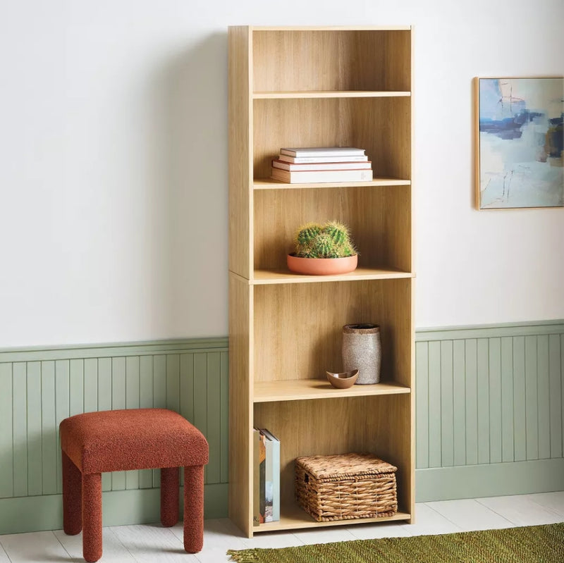 5 Shelf Bookcase - Natural Wood