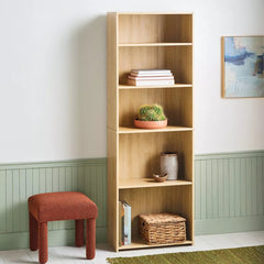 5 Shelf Bookcase - Natural Wood