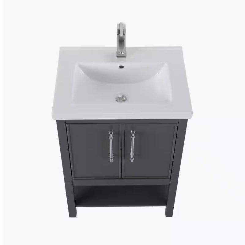 Taylor Bath Vanity with Ceramic Top - Dark Gray