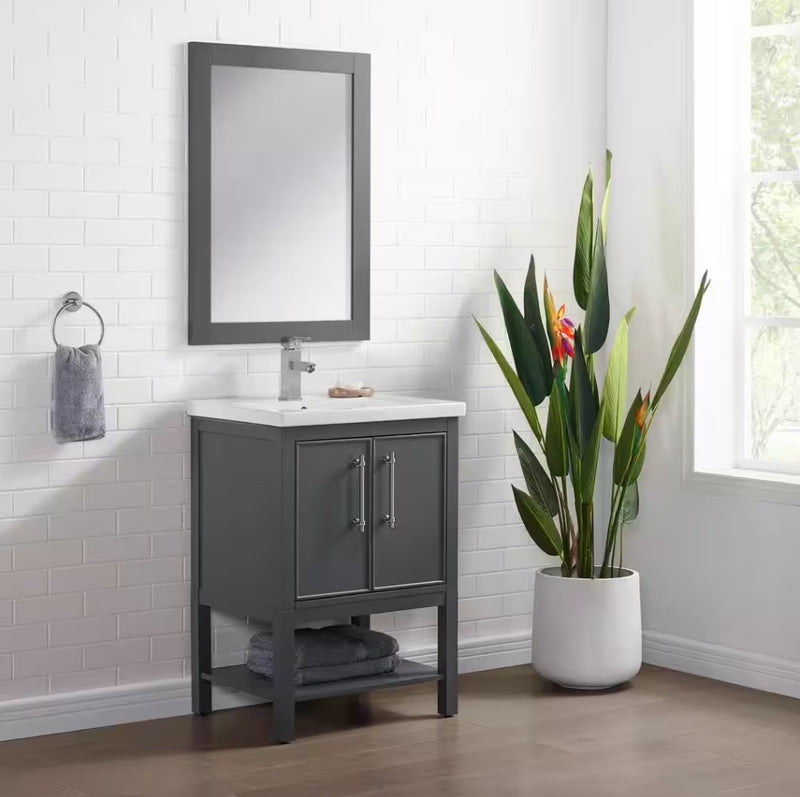 Taylor Bath Vanity with Ceramic Top - Dark Gray