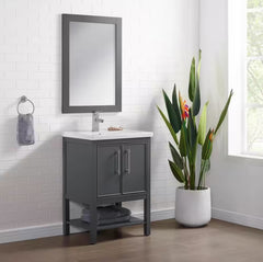 Taylor Bath Vanity with Ceramic Top - Dark Gray