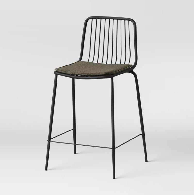 Sodra Rounded Seat Wire Counter Height Barstool - Black (Set of 2)
