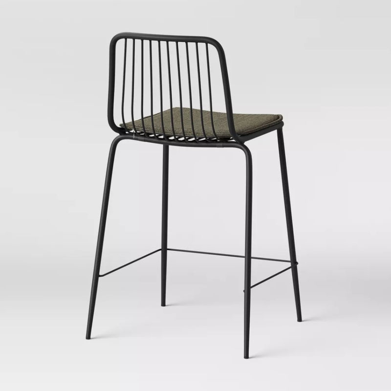 Sodra Rounded Seat Wire Counter Height Barstool - Black (Set of 2)