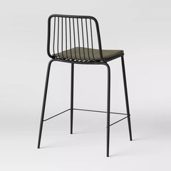 Sodra Rounded Seat Wire Counter Height Barstool - Black (Set of 2)