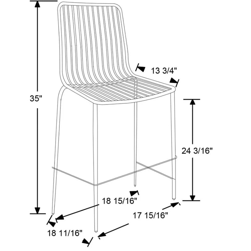 Sodra Rounded Seat Wire Counter Height Barstool - Black (Set of 2)