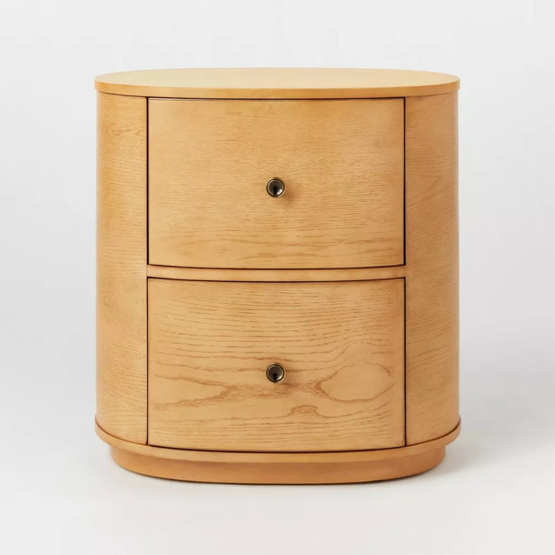 2 Drawer Nightstand - Brown Natural Wood