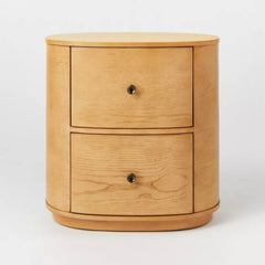 2 Drawer Nightstand - Brown Natural Wood