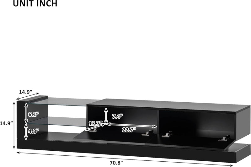 TV Stand 2 Cabinets and 2 Shelves - Black