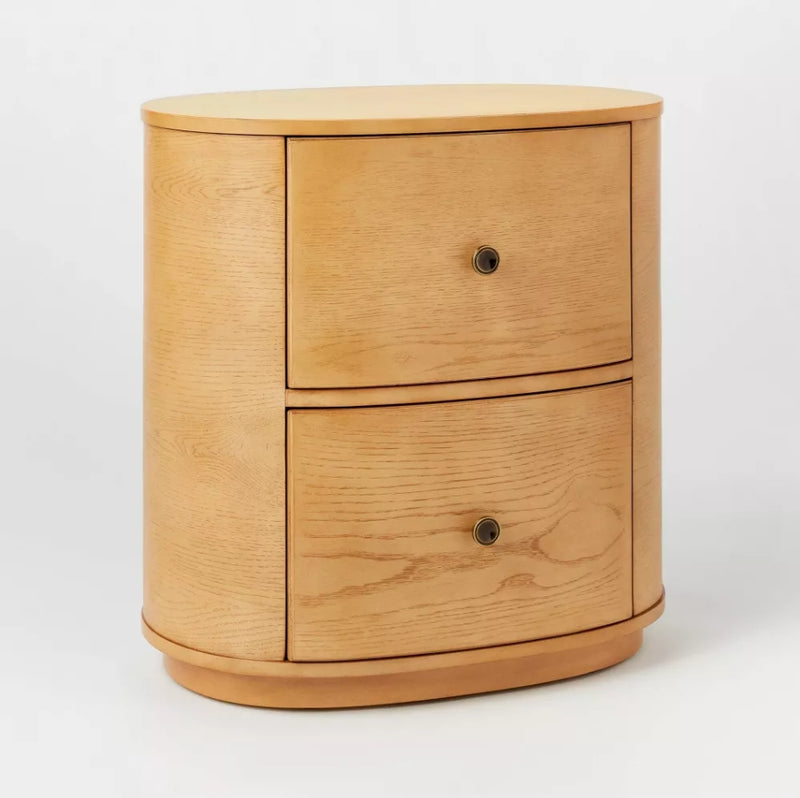 2 Drawer Nightstand - Brown Natural Wood