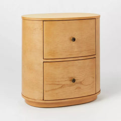 2 Drawer Nightstand - Brown Natural Wood