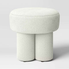Boucle Fully Upholstered Accent Ottoman Stool - Cream