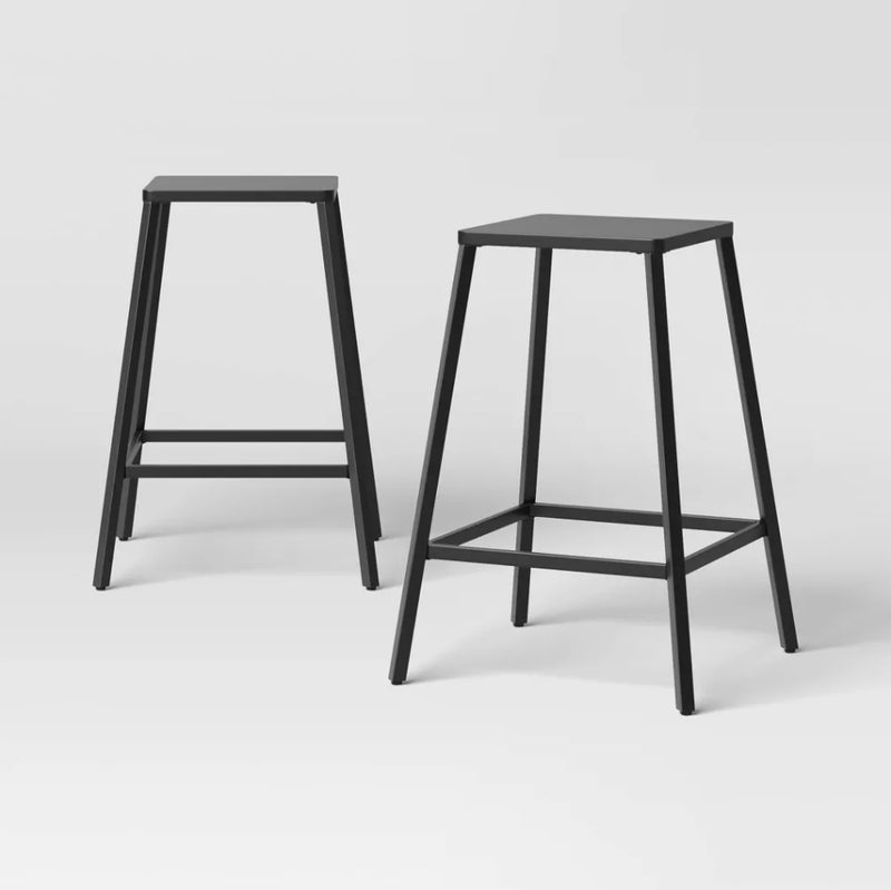 Metal Counter Height Barstool - Black (Set of 2)