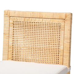 Sofia Wood and Rattan Counter Height Barstool - Natural