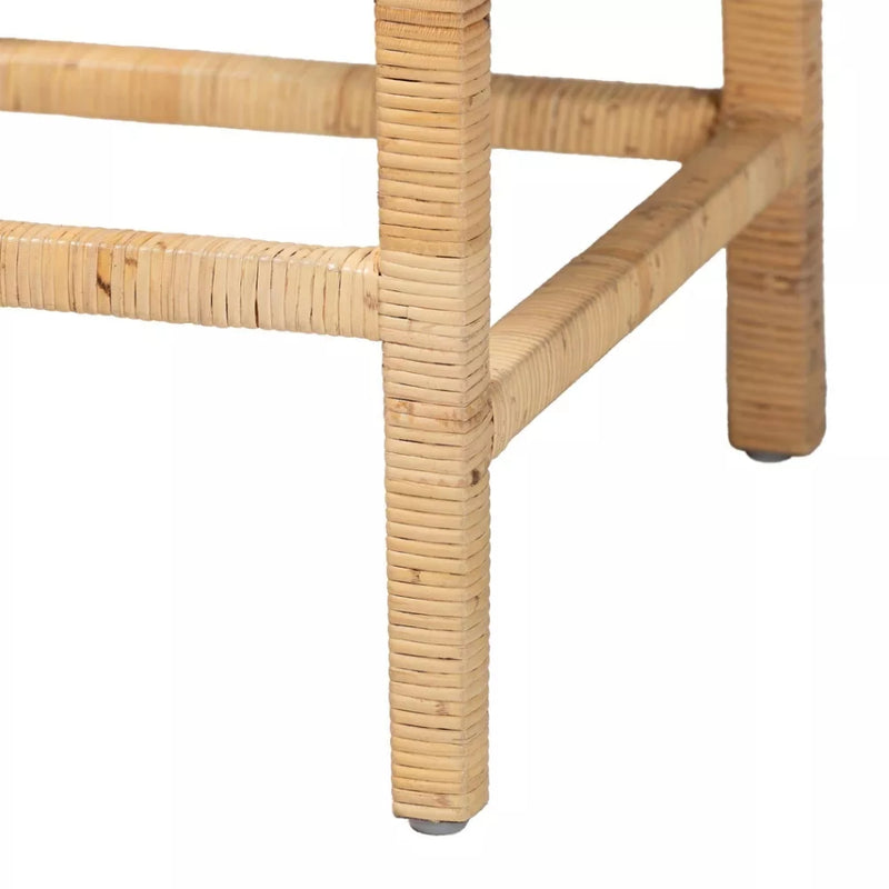 Sofia Wood and Rattan Counter Height Barstool - Natural