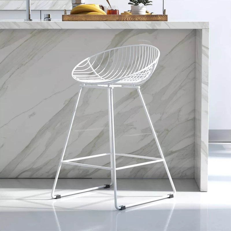 Parksley Rattan and Woven Counter Stool - Black/White