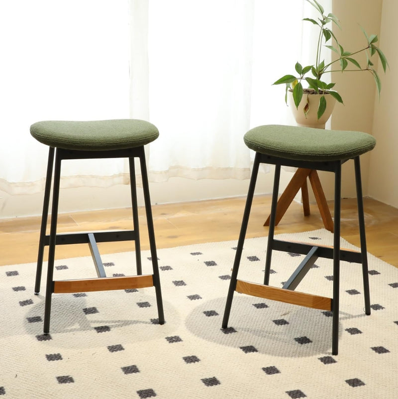 Gracie Wood Upholstered Counter Height Barstool