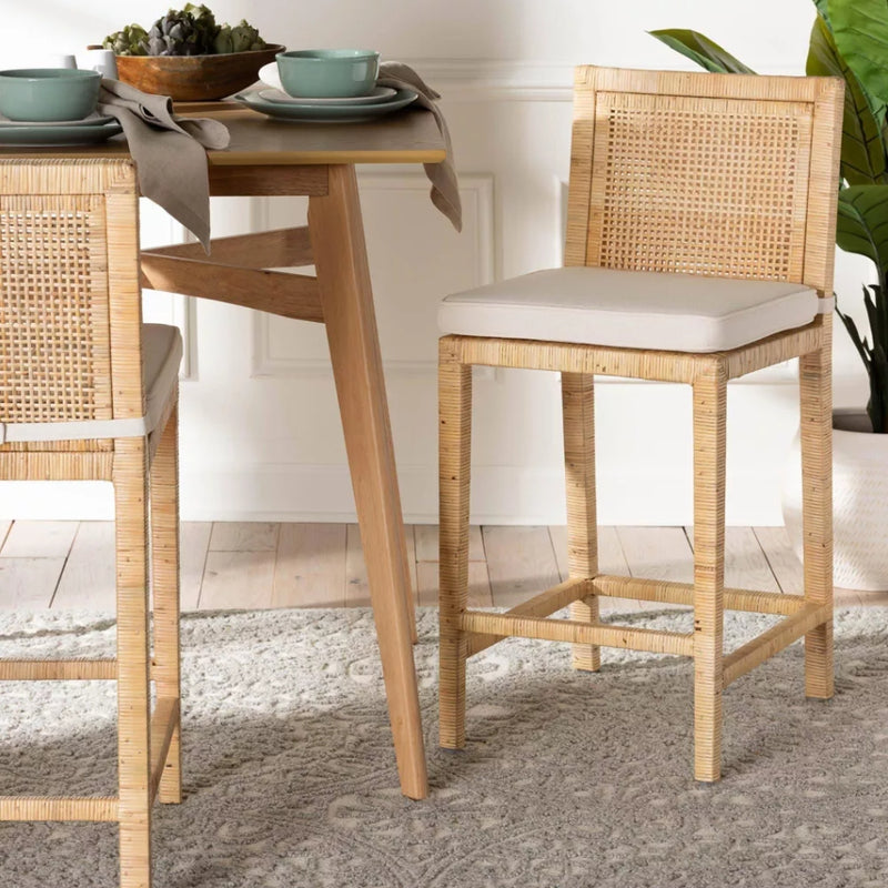 Ceylon Woven Counter Height Barstool - Natural Wood