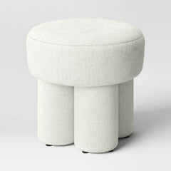 Boucle Fully Upholstered Accent Ottoman Stool - Cream
