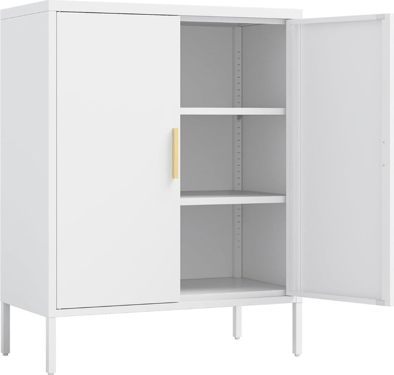 Steel Storage Cabinet with Adjustable Shelves - White