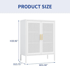 Metal Storage Cabinet with 2 Mesh Doors - White