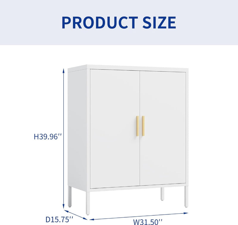 Steel Storage Cabinet with Adjustable Shelves - White