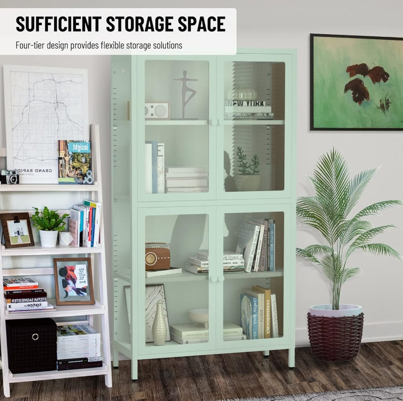 Steel Storage Cabinet with Adjustable Shelves - White