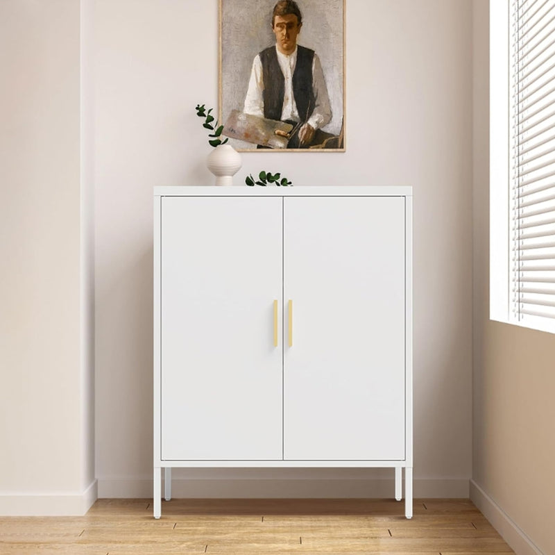 Steel Storage Cabinet with Adjustable Shelves - White