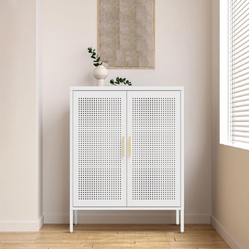 Steel Storage Cabinet with Adjustable Shelves - White