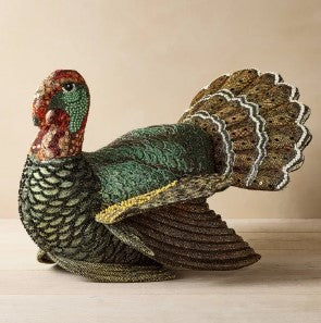 16"x15" Beaded Turkey Plush Pillow