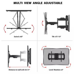 Full Motion Extended TV Wall Mount with Articulating Dual Swivel Arms for 32