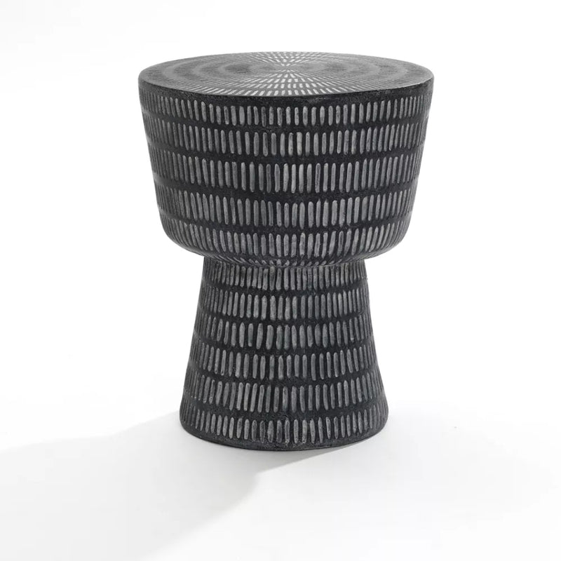 15" Black Round Spiral Pattern End Table
