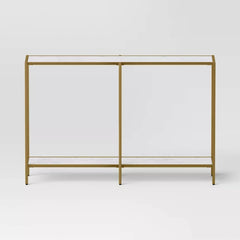 Faux Marble and Metal Console Table - Gold