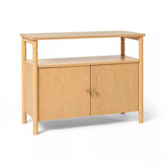 Modern Turned Wood 2 Door Cabinet - Brown
