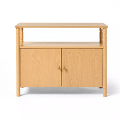 Modern Turned Wood 2 Door Cabinet - Brown