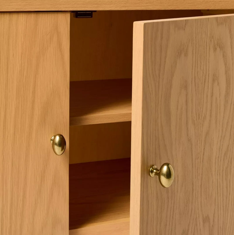 Modern Turned Wood 2 Door Cabinet - Brown
