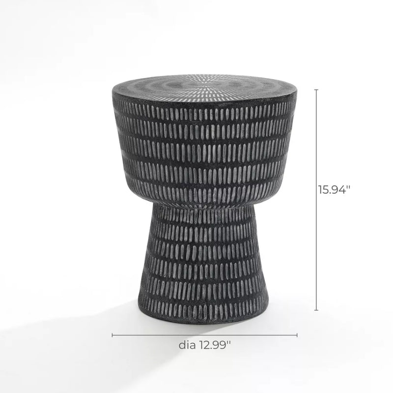 15" Black Round Spiral Pattern End Table