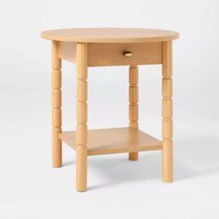 Modern Turned Wooden Accent Table - Brown
