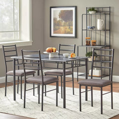 5pc Rectangular Dining Set - Black/Gray