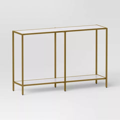 Faux Marble and Metal Console Table - Gold