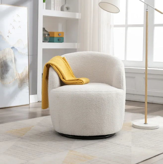 Teddy Fabric Swivel Accent Barrel Chair