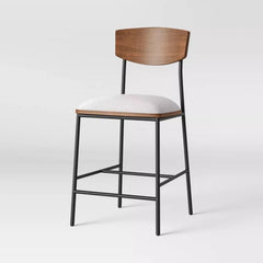 Chatsworth Counter Height Barstool with Wood Legs and Metal Footrest Brown