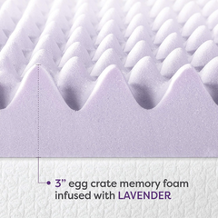 3 Inch Egg Crate Memory Foam Mattress Topper - Lavender - Full