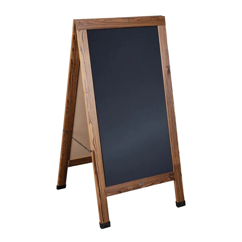 Wood A-Frame Magnetic Chalkboard Set - Torched Brown