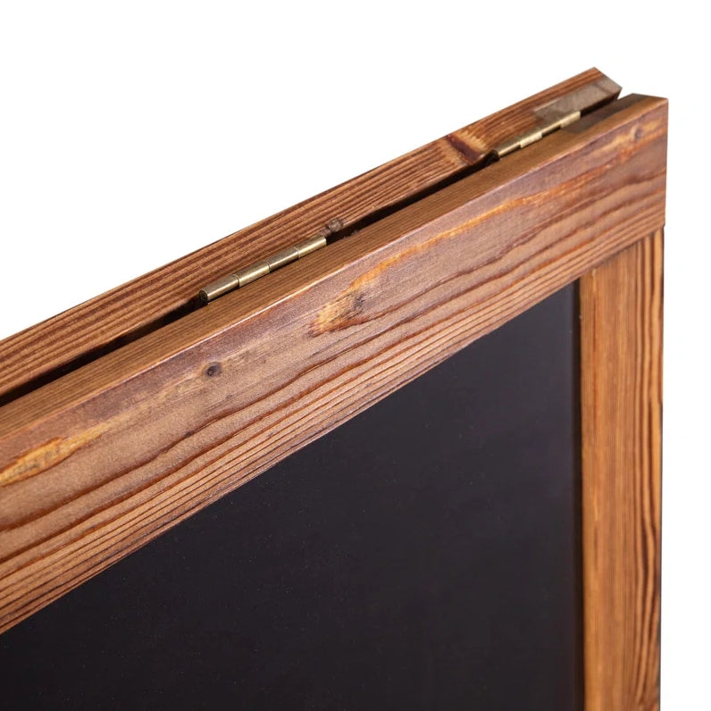 Wood A-Frame Magnetic Chalkboard Set - Torched Brown