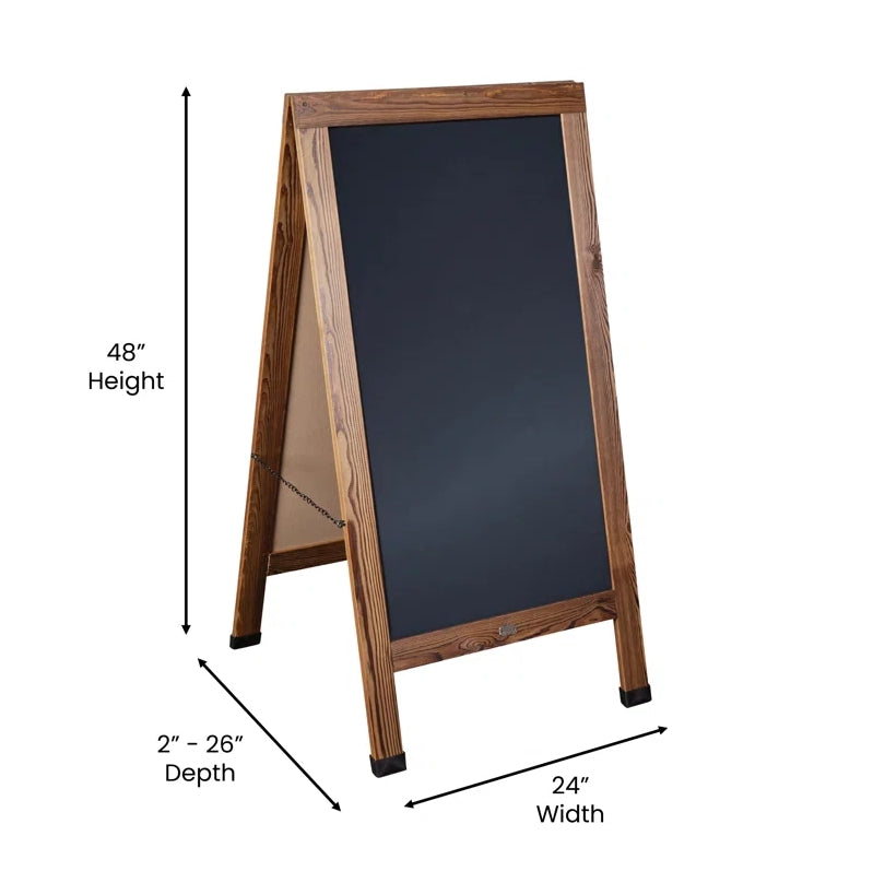 Wood A-Frame Magnetic Chalkboard Set - Torched Brown