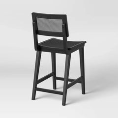 Tormod Backed Cane Counter Height Barstool - Black