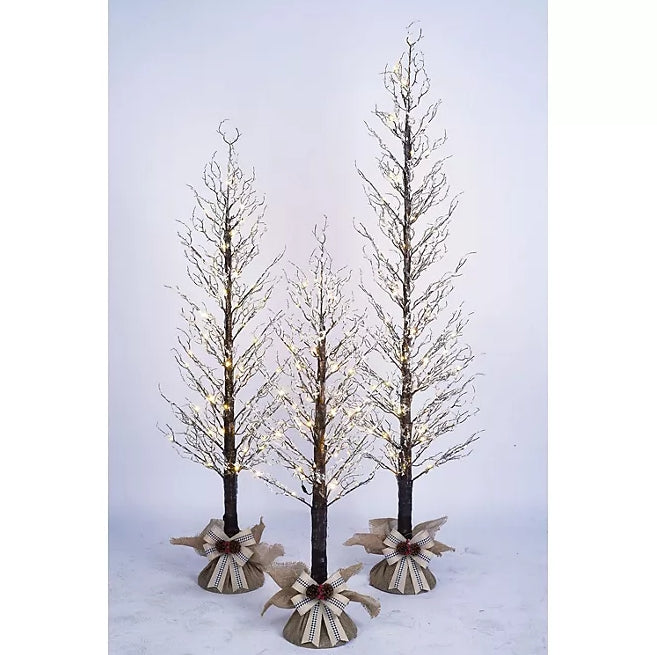 Pre-Lit Set of 3 Winter Branch Trees