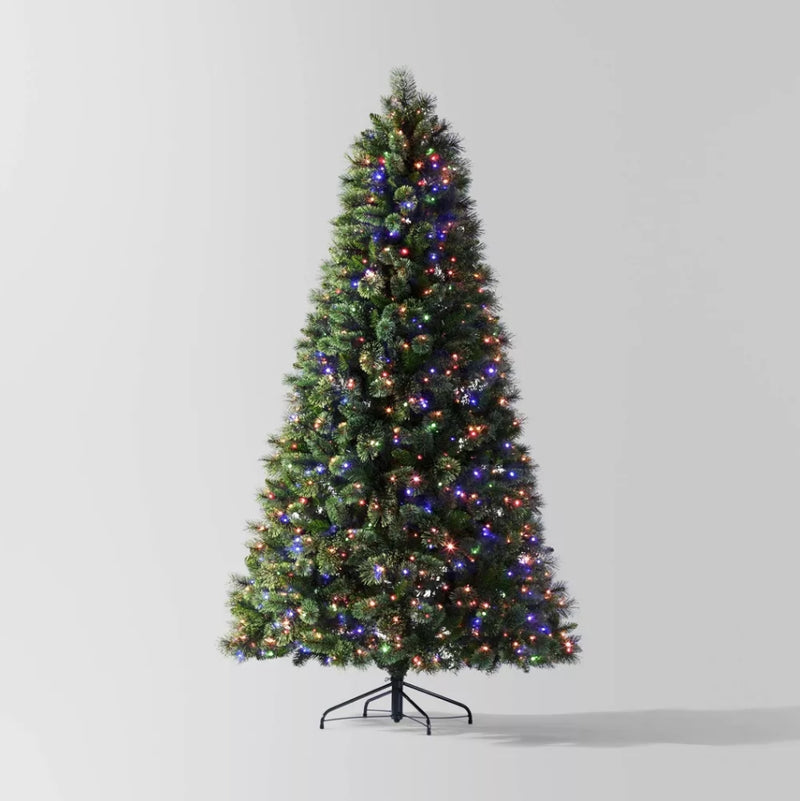 7.5' Pre-lit Virginia Pine Artificial Christmas Tree Dual Color Lights