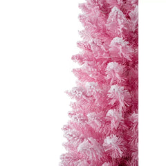 4ft Pre-Lit Flocked Fir Artificial Christmas Tree Cotton Candy Pink