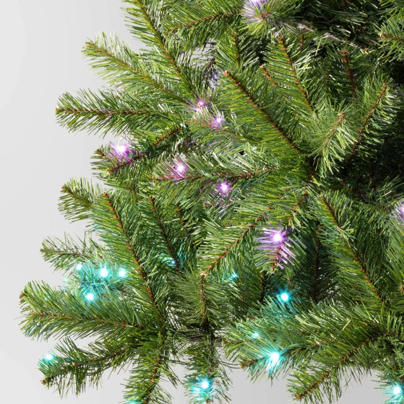 7.5' Pre-lit Alberta Spruce Artificial Christmas Tree with Color Changing LED